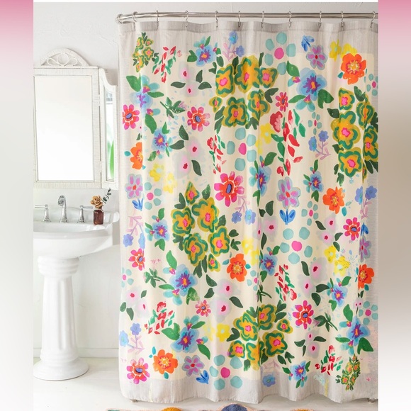 Natural Life Boho Shower Curtain - Dusty Blue Floral - Picture 1 of 6